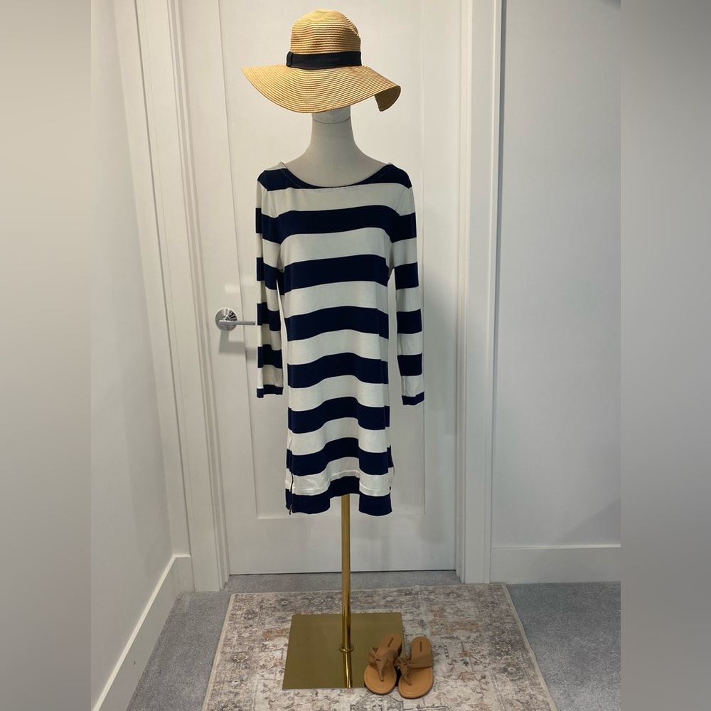 J. Crew Navy and White Striped Tunic Top